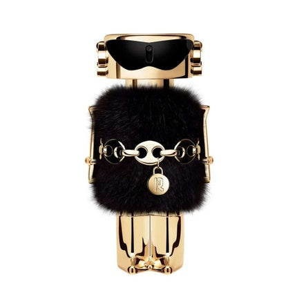 Paco Rabanne Fame Couture, Parfum feminin, 80 ml, Design robot auriu cu blană neagră