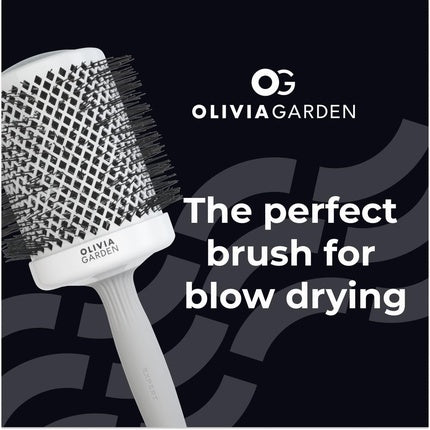 Perie pentru coafare, Olivia Garden, Expert Blowout Shine, alb şi gri, 80mm