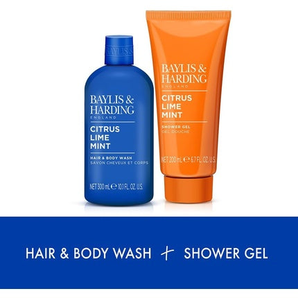 Set cadou duș Baylis & Harding Citrus Lime Mint, albastru/portocaliu