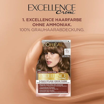 L'Oréal Paris Excellence Creme, 6U Blond Deschis Mat, Culoare Universală Nude
