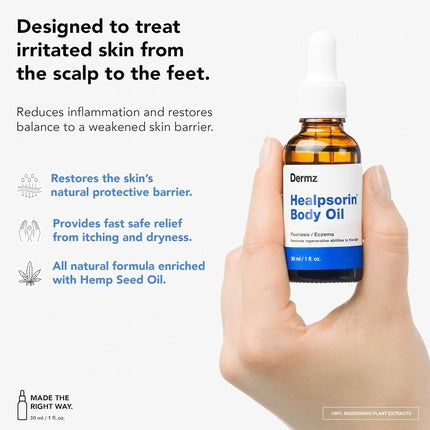 Ulei corp, Dermz, Healpsorin, cânepă, 30ml