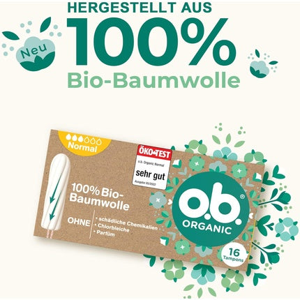 Tampon o.b. Organic Normal, 100% Bumbac Bio, 16 buc