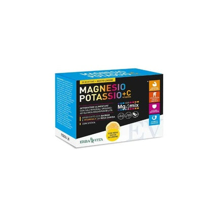 Integrator de nutriție, Erba Vita, Magnesiu și Potasiu + C, 204 g, cutie