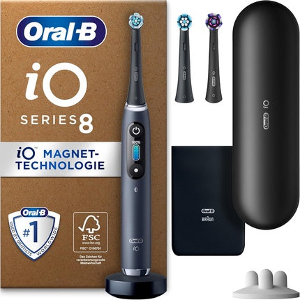 Periuță Electrică Oral-B iO Series 8 Plus Edition, Negru, Set 3 Perițe Albire, Carcasă Magnetică