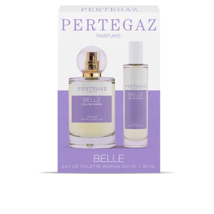 Set Parfum Pertegaz Belle, Eau de Toilette 100ml + 30ml, Design Violet cu Accente Aurii