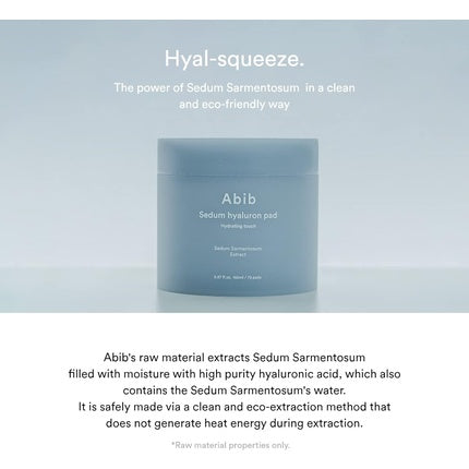 Abib Sedum Hyaluron Pad - Hidratare și îmbunătățirea texturii pielii, Exfoliere ușoară