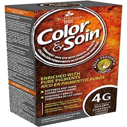 Vopsea de păr permanentă Les 3 Chênes Color & Soin Golden Chestnut 4G