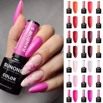 Gel de unghii Sunone Rainbow 5, Roz vibrant, 5ml