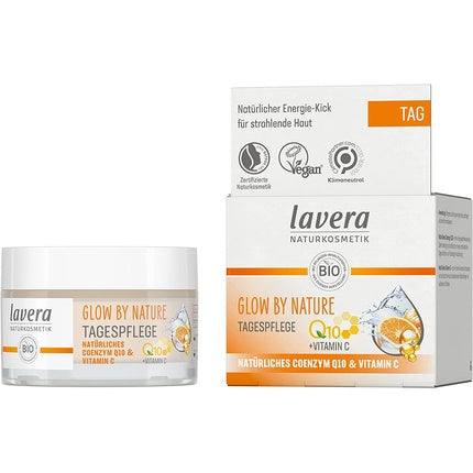 Creamă de zi Lavera Glow by Nature, Q10 și Vitamina C, 50ml