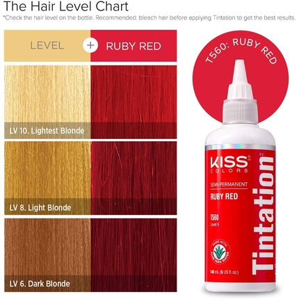 Kiss Tintation Colorant Semipermanent pentru Păr cu Ulei de Argan și Aloe Vera, Ruby Red, 148 ml