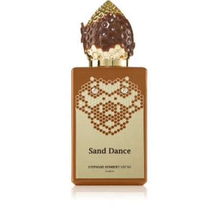 Perfum Stephane Humbert Lucas Sand Dance, unisex, sticlă maro cu capac decorat în formă de măr și elemente aurii