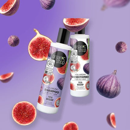 Șampon volumizant, Organic Shop, păr gras, smochine și măceșe, 280ml
