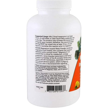 Supliment nutritiv NOW Foods Magnesium Inositol Relax cu aromă de lămâie, 454 g
