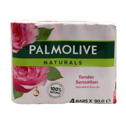 Săpun Palmolive Naturals Tender Sensation cu ulei de trandafir și lapte, set 4 buc x 90g