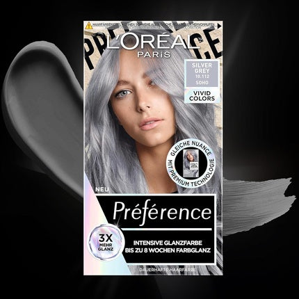 Vopsea permanentă pentru păr, L'Oréal Paris Préférence Vivid Colors, Argintiu, 200g