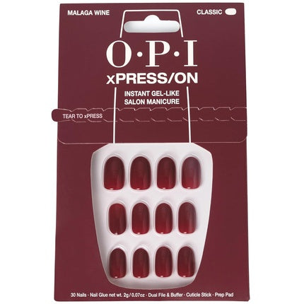 Unghii false, OPI, xPRESS/ON, scurte, roșu Malaga Wine
