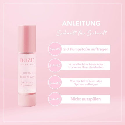 Ser umplut de păr Roze Avenue Luxury Elixir cu ulei de argan și vitamina E, 50ml