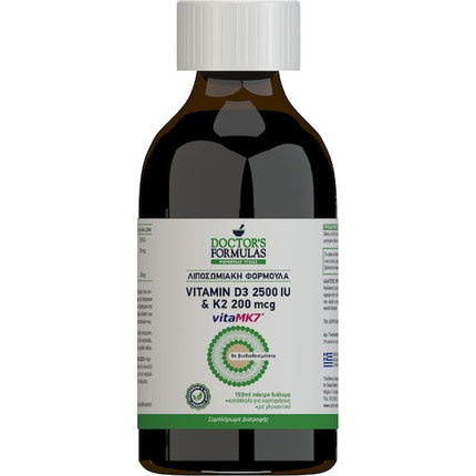 Vitămină lichidă, Doctor's Formulas, D3 2500 IU + K2 200 mcg, 150 ml, sticlă maro