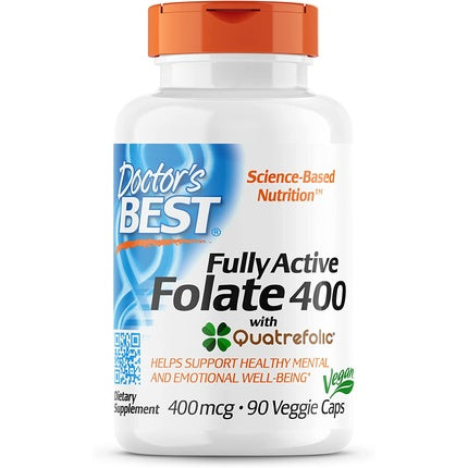 Supliment alimentar cu acid folic, Doctor's Best, Fully Active Folate 400mcg, 90 capsule veggie