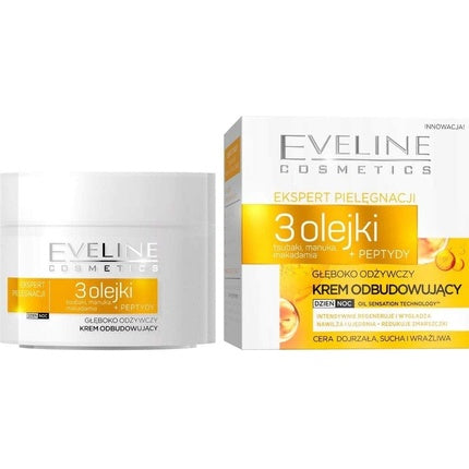 Eveline Cosmetics Skin Care Expert, Cremă facială 3 Oils Intensively Nourishing Building Cream, 50 ml