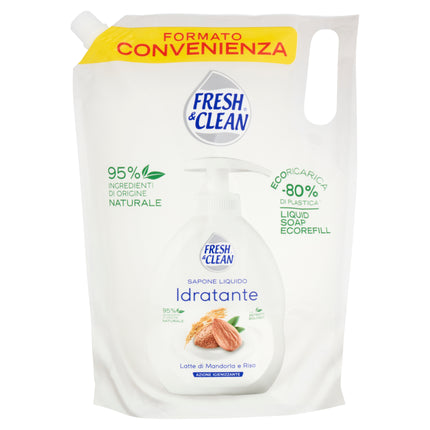 Săpun lichid de mână, Fresh & Clean, hidratant, 1 Litru, migdale & orez, alb