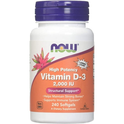 Supliment alimentar, Now Foods, Vitamin D-3 2000 IU Softgels, 240 bucăți