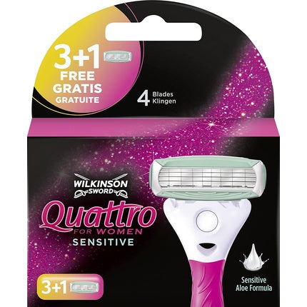 Lame ras Wilkinson Sword Quattro for Women Sensitive 4 bucati