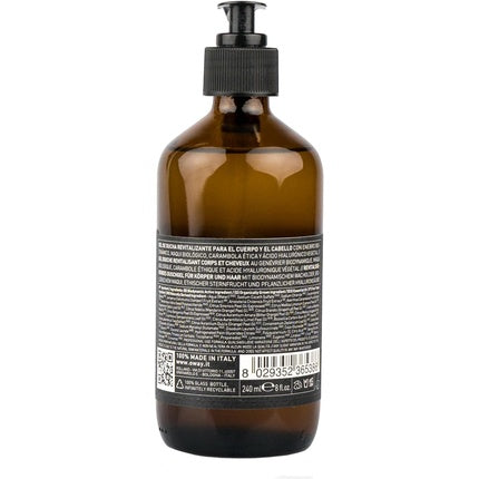 Șampon și gel de duș Oway Man Hair & Body Invigorating Wash, 240ml, sticlă maro