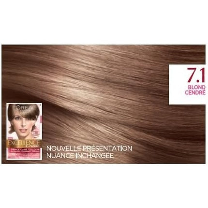 Crema colorantă pentru păr, L'Oréal Paris, Excellence Creme 7.1 Blond Cenș, ambalaj dublu