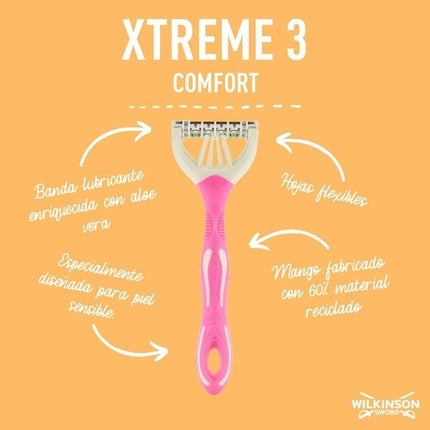 Aparat ras, Wilkinson Sword, Xtreme 3 Comfort, 3 lame, flori de cireș