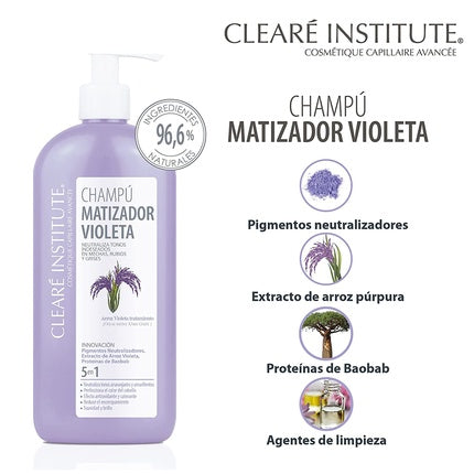 Șampon Clearé Institute Violet, neutralizează tonurile nedorite, 400ml