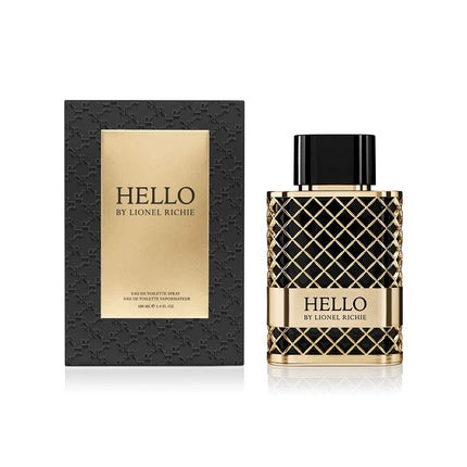 Parfum Masculin Lionel Richie Hello for Men 3.4oz, design negru și auriu