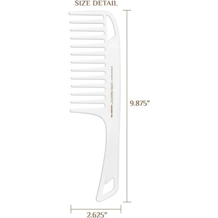Pieptene detangling Cricket Ultra Smooth, Alb, cu coadă lungă, Design ergonomic
