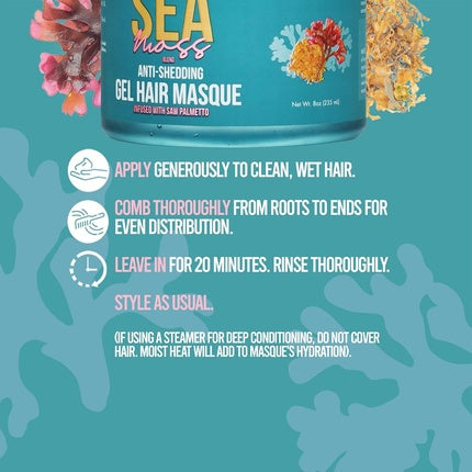Masca gel pentru păr, Mielle, Sea Moss, albastru, 235 ml