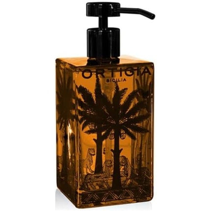 Săpun lichid de mână Ortigia Ambra Nera 500ml, sticlă ambru cu pompă neagră