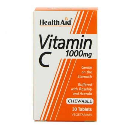 Tablete masticabile Vitamina C, HealthAid, 1000mg, 30 bucăți
