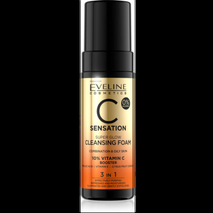 Spumă de curățare Eveline C Sensation 3in1 pentru piele grasă și combinată, 150 ml