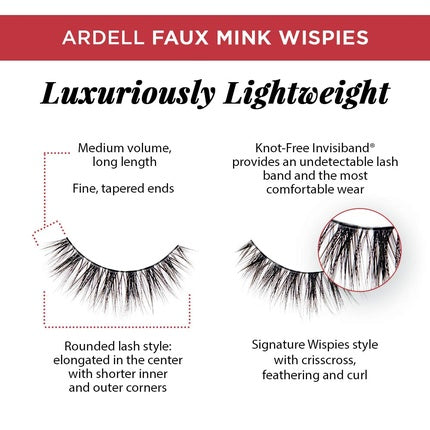 Ardell Faux Mink Wispies Gene False Sintetice Vegan, Negre, Set de 4 Bucăți