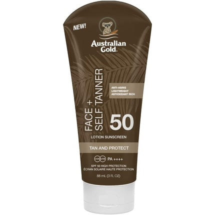 Cremă cu protecție solară și autobronzant față, Australian Gold, SPF 50, 88ml