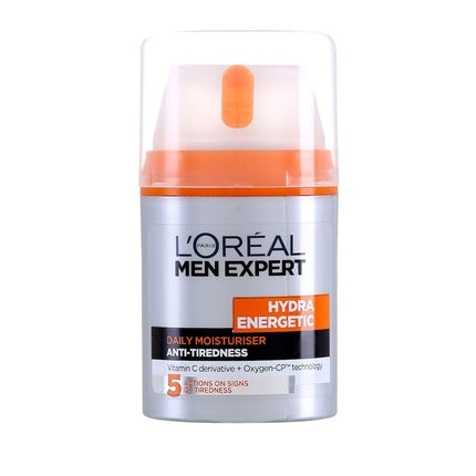 Cremă facială L'Oréal Men Expert Hydra Energetic, dozator pompă, alb cu portocaliu