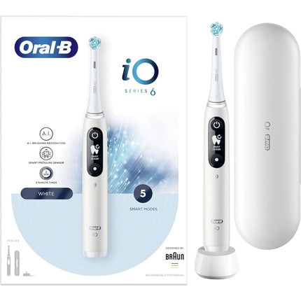 Periuță de dinți electrică Oral-B iO Series 6 White cu capete de periaj și carcasă de călătorie