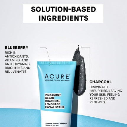 Scrub facial, Acure, Incredibly Clear, cărbune lămâie