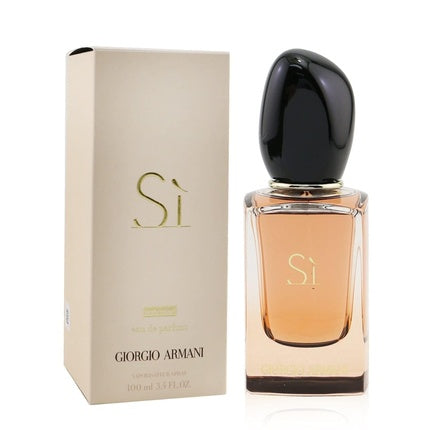 Eau de Parfum Armani Beauty Si Intense EDP Spray, culoare ambră, capac negru, aloe vera