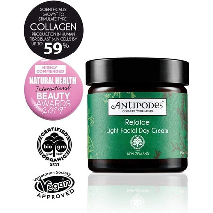 Cremă facială Antipodes Rejoice zi lejeră 60ml, verde