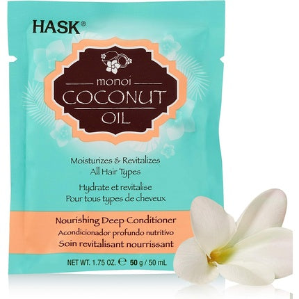 Condiționar HASK Monoi Coconut Oil, 50ml, Ambalaj individual pentru păr uscat și tern