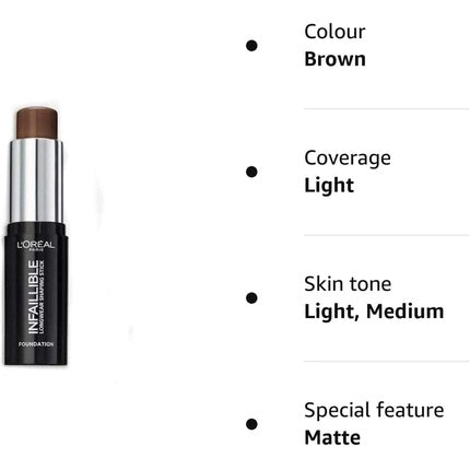 Fundație Stick L'Oréal Paris Infallible Longwear Shaping 250 Ebony 9g