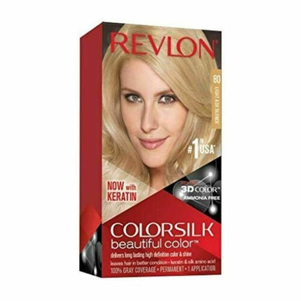 Vopsea de păr, Revlon, ColorSilk, blond deschis cenușiu, 200ml