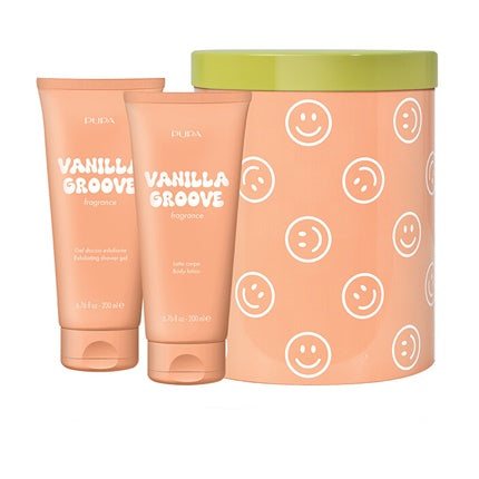 Set Cadou Pupa Milano Vanilla Groove, Cutie cu Sarcini + Gel de Duș + Loțiune Corporală, Culoare Portocalie