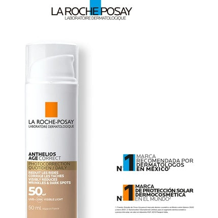 Crema colorata pentru protectie solara, La Roche-Posay Anthelios Age Correct TT, SPF50, 50ml