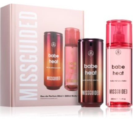 Set Cadou Parfum Missguided Babe Heat, Eau de Parfum 80ml + Loțiune pentru Corp 200ml, Culoare Roz Gradient